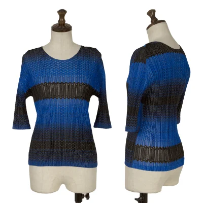 PLEATS PLEASE Gradient Stripe Mesh T Shirt