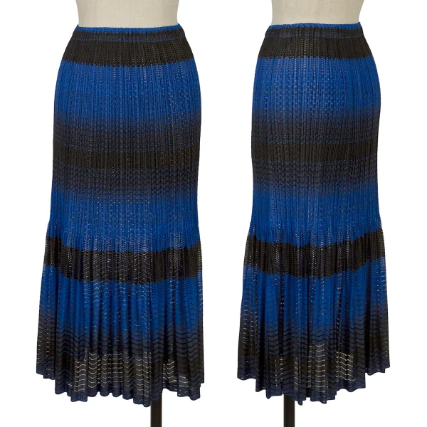 PLEATS PLEASE Gradient Stripe Mesh Flare Skirt Blue,Black 1 K-169615_001