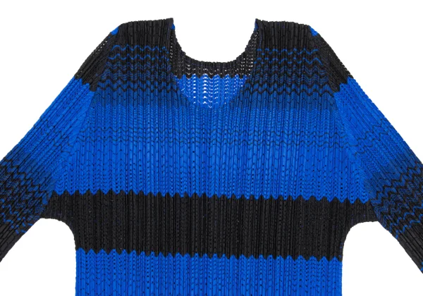 PLEATS PLEASE Gradient Stripe Mesh T Shirt & Skirt K-169616_004