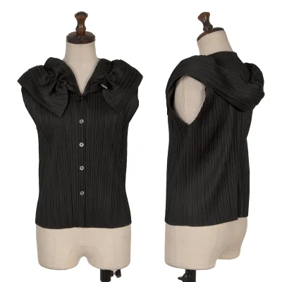 PLEATS PLEASE Gather Collar Sleeveless Shirt