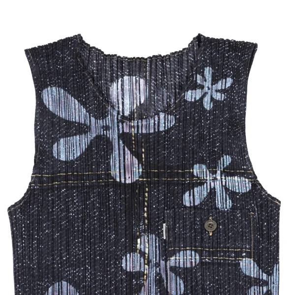 PLEATS PLEASE Denim Transfer Print Sleeveless Dress K-169619_003