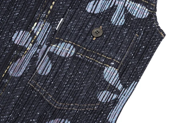 PLEATS PLEASE Denim Transfer Print Sleeveless Dress K-169619_006