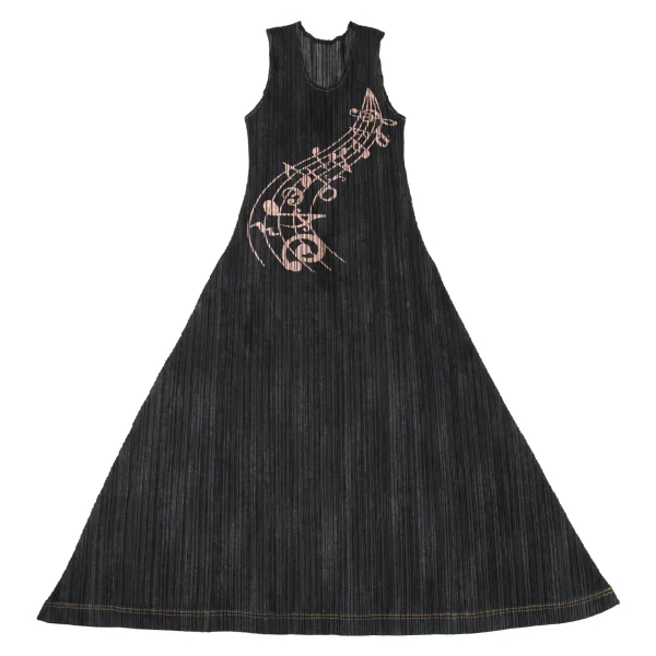PLEATS PLEASE Musical Note Print Sleeveless Dress K-169620_002
