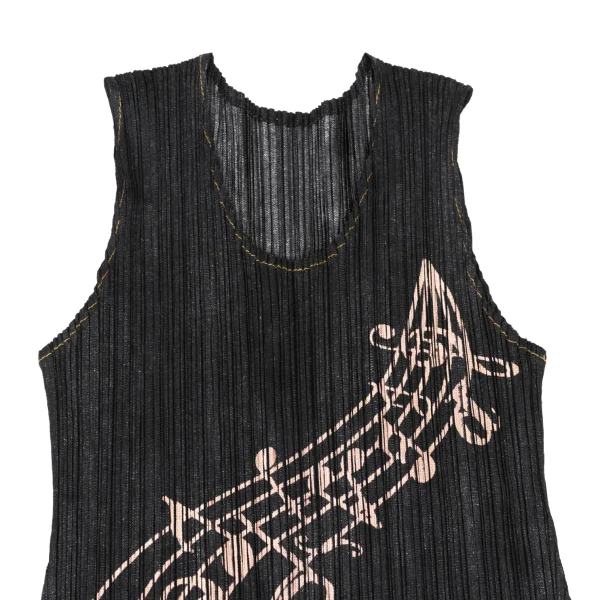 PLEATS PLEASE Musical Note Print Sleeveless Dress K-169620_003