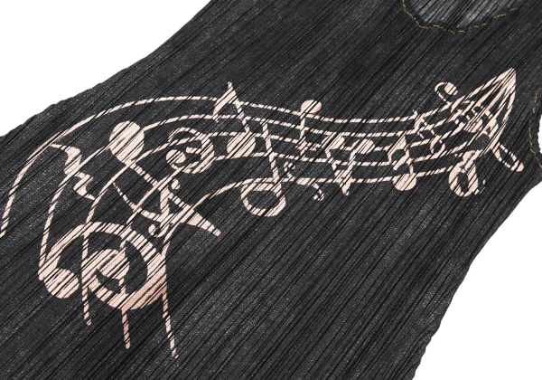 PLEATS PLEASE Musical Note Print Sleeveless Dress K-169620_006