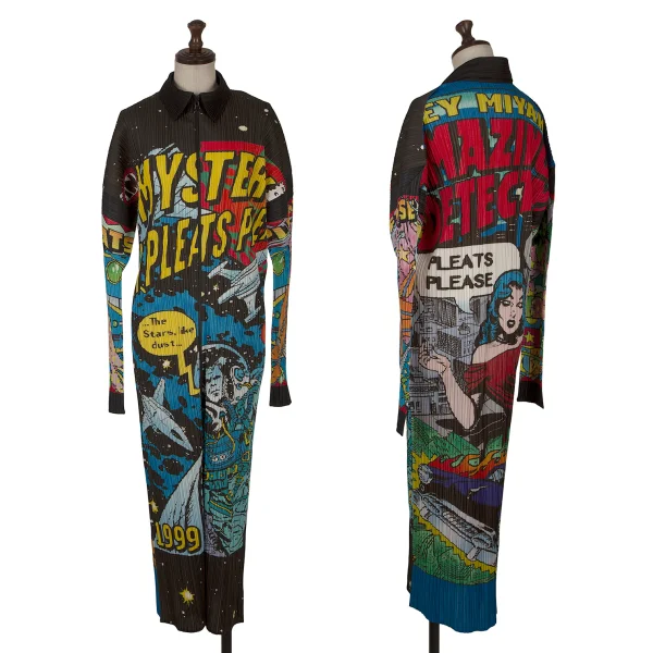 PLEATS PLEASE American Comics Print Double Zip Coat Multi-Color 3 K-169622_001