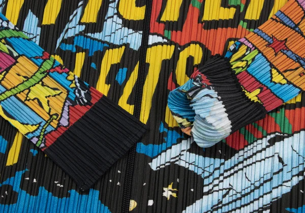 PLEATS PLEASE American Comics Print Double Zip Coat K-169622_007