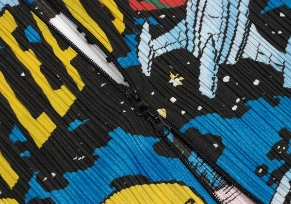 PLEATS PLEASE American Comics Print Double Zip Coat K-169622_009