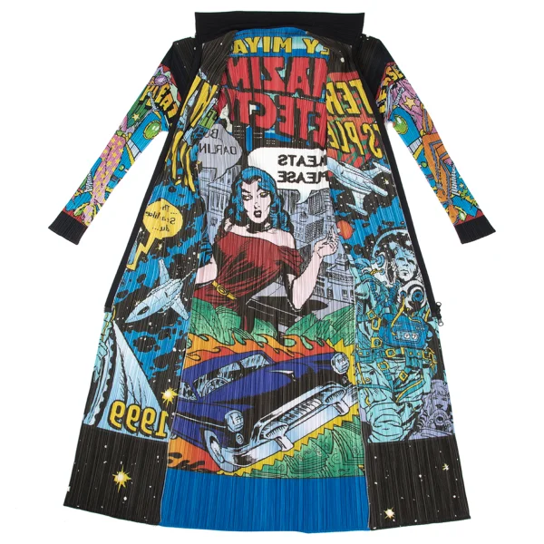 PLEATS PLEASE American Comics Print Double Zip Coat K-169622_010