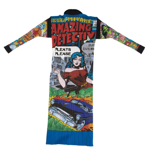 PLEATS PLEASE American Comics Print Double Zip Coat K-169622_011
