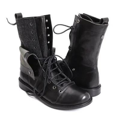 Y's Felt Layered Leather Boots