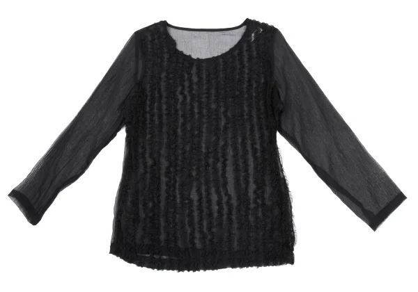 COMME des GARCONS Front Ruffle Taped Sheer Top K-169633_002