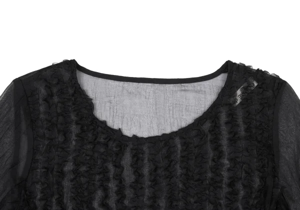 COMME des GARCONS Front Ruffle Taped Sheer Top K-169633_003