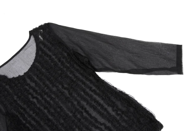 COMME des GARCONS Front Ruffle Taped Sheer Top K-169633_004