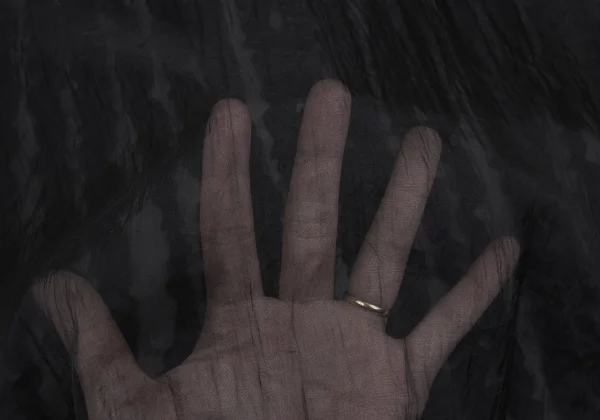 COMME des GARCONS Front Ruffle Taped Sheer Top K-169633_010