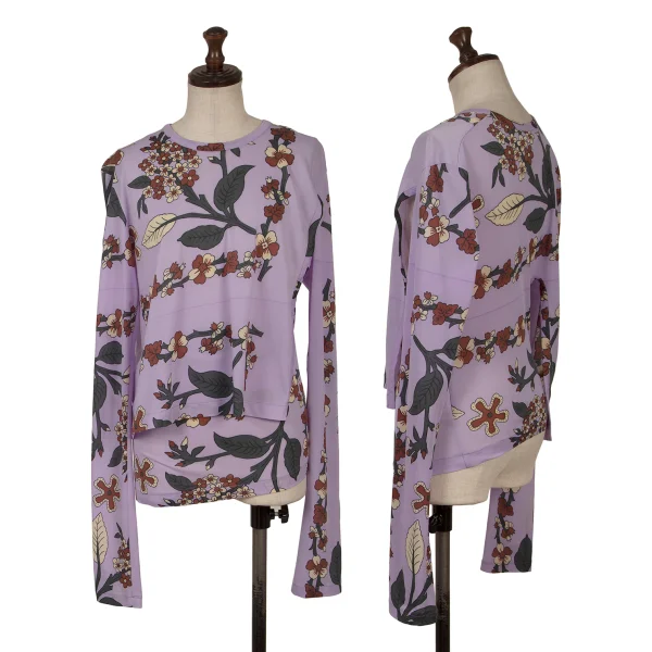 COMME des GARCONS Front Opening Design Botanical Printed T-shirt Purple M K-169634_001