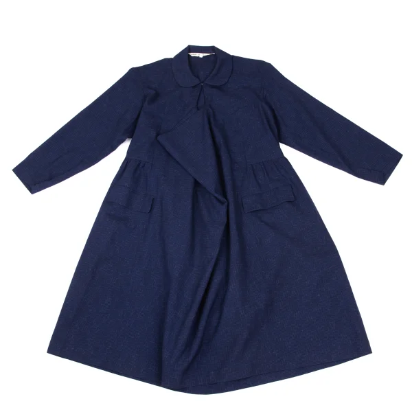 COMME des GARCONS Wool Check Woven Draped Shirt Dress K-169640_002