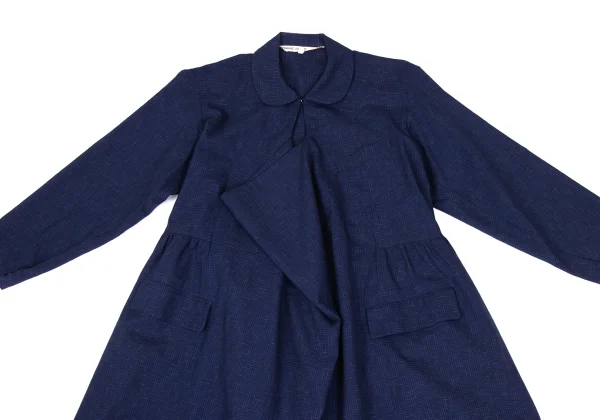 COMME des GARCONS Wool Check Woven Draped Shirt Dress K-169640_003