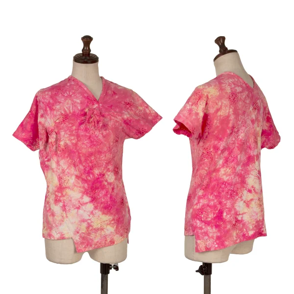 tricot COMME des GARCONS Tie-dye Embroidery Knot Design T-shirt Pink XS-S K-169651_001