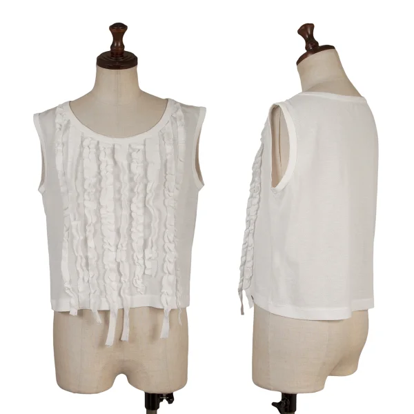 tricot COMME des GARCONS Front Ruffle Taped Sleeveless Top White XS-S K-169652_001