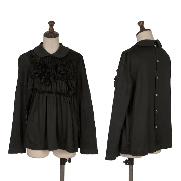 tricot COMME des GARCONS Dyed Cotton Frill Blouse Black S K-169655_001