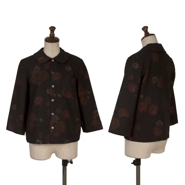 tricot COMME des GARCONS Floral Inside Print Round Collar Blouse Black S K-169658_001