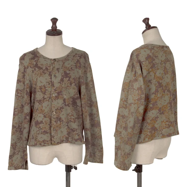 tricot COMME des GARCONS Floral Print Sweat Cardigan Khaki XS-S K-169659_001