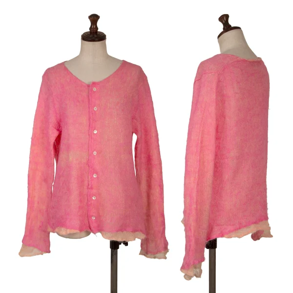 tricot COMME des GARCONS Wool Nylon Fulling Knit Cardigan Pink XS-S K-169660_001
