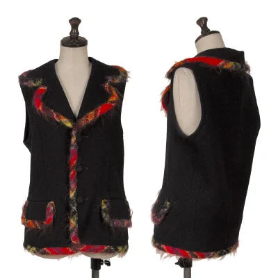 tricot COMME des GARCONS Shaggy Check Trim Wool Vest