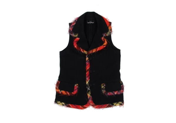 tricot COMME des GARCONS Shaggy Check Trim Wool Vest K-169661_002