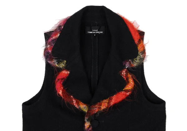 tricot COMME des GARCONS Shaggy Check Trim Wool Vest K-169661_004