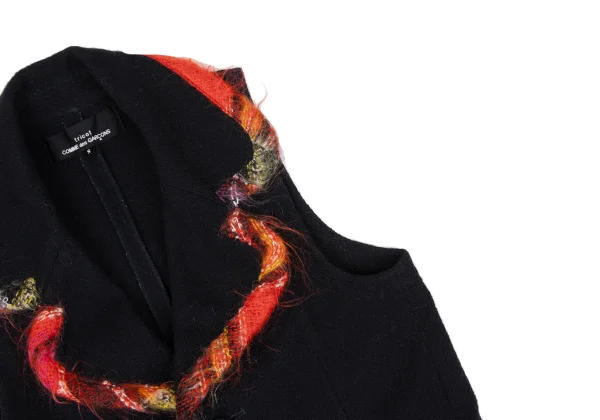 tricot COMME des GARCONS Shaggy Check Trim Wool Vest K-169661_008