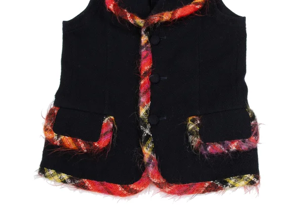 tricot COMME des GARCONS Shaggy Check Trim Wool Vest K-169661_009