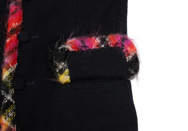 tricot COMME des GARCONS Shaggy Check Trim Wool Vest K-169661_010