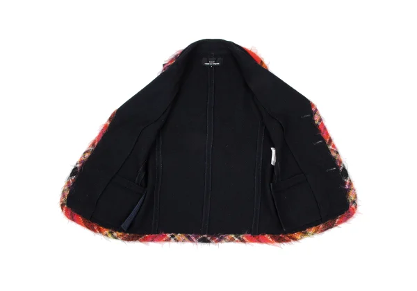 tricot COMME des GARCONS Shaggy Check Trim Wool Vest K-169661_011