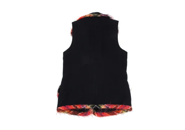 tricot COMME des GARCONS Shaggy Check Trim Wool Vest K-169661_012