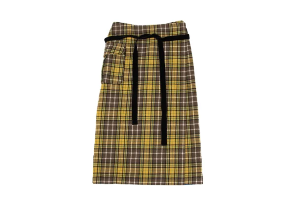 tricot COMME des GARCONS Checkered Panel Side Pockets Wrap Skirt K-169669_002