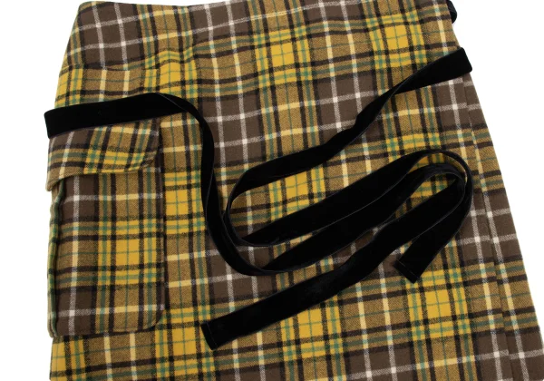 tricot COMME des GARCONS Checkered Panel Side Pockets Wrap Skirt K-169669_006