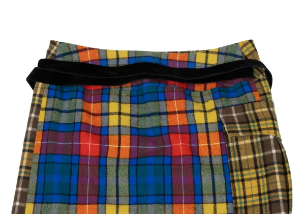 tricot COMME des GARCONS Checkered Panel Side Pockets Wrap Skirt K-169669_011