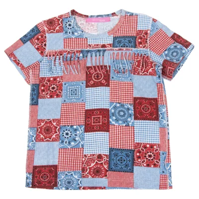 JUNYA WATANABE MAN PINK COMME des GARCONS Patchwork Print Fringe T-shirt