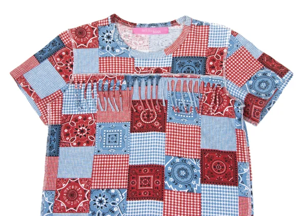 JUNYA WATANABE MAN PINK COMME des GARCONS Patchwork Print Fringe T-shirt K-169672_002