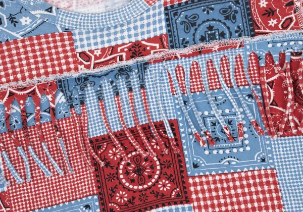 JUNYA WATANABE MAN PINK COMME des GARCONS Patchwork Print Fringe T-shirt K-169672_005