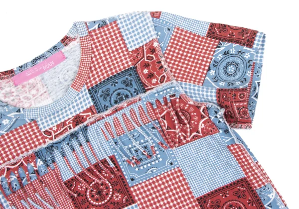 JUNYA WATANABE MAN PINK COMME des GARCONS Patchwork Print Fringe T-shirt K-169672_006