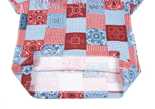 JUNYA WATANABE MAN PINK COMME des GARCONS Patchwork Print Fringe T-shirt K-169672_009