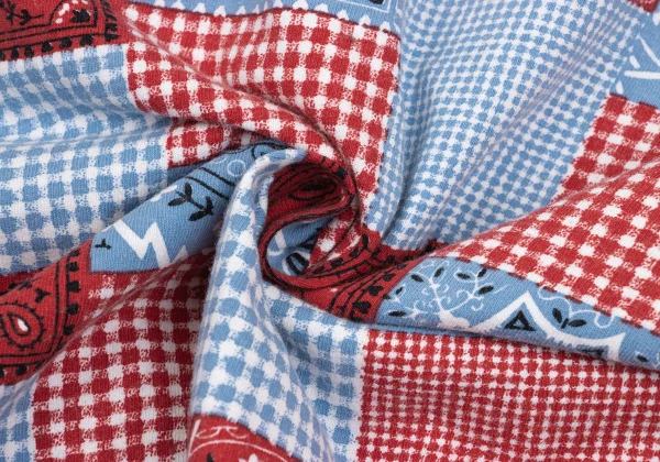 JUNYA WATANABE MAN PINK COMME des GARCONS Patchwork Print Fringe T-shirt K-169672_012