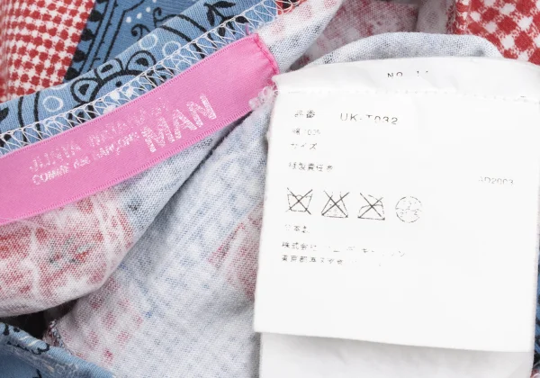 JUNYA WATANABE MAN PINK COMME des GARCONS Patchwork Print Fringe T-shirt K-169672_014