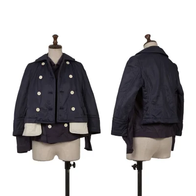 COMME des GARCONS Different Material Layered Round Collar Double Jacket