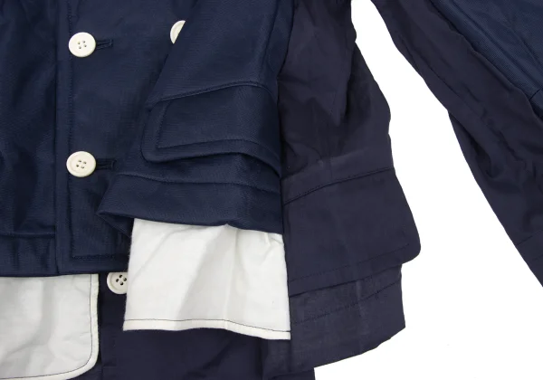 COMME des GARCONS Different Material Layered Round Collar Double Jacket K-169688_010