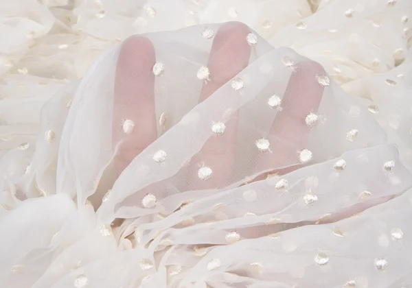 COMME des GARCONS Dot Embroidery Chiffon Halter Neck Gathered Top K-169694_013