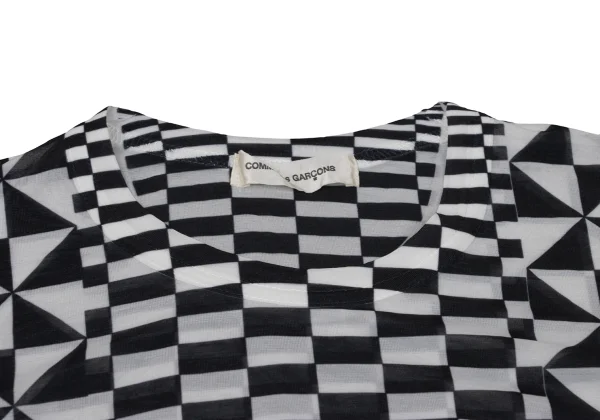 COMME des GARCONS Checker Printed See-through T Shirt K-169702_005